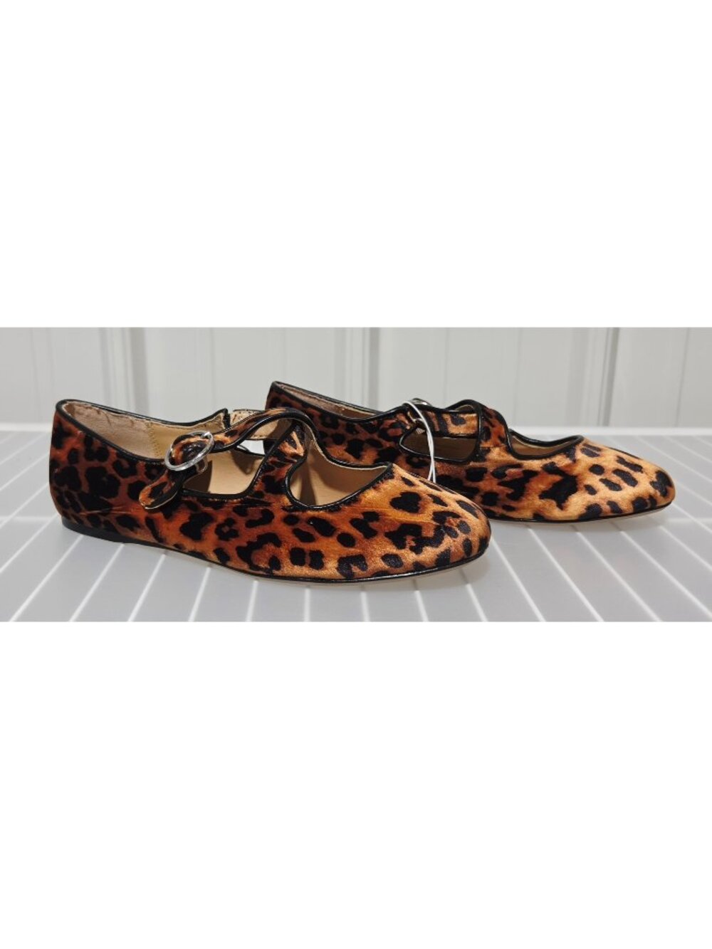 A New Day Tasmin Leopard Print Cross Strap Top Velvet Ballet Flats - Women's 7.5